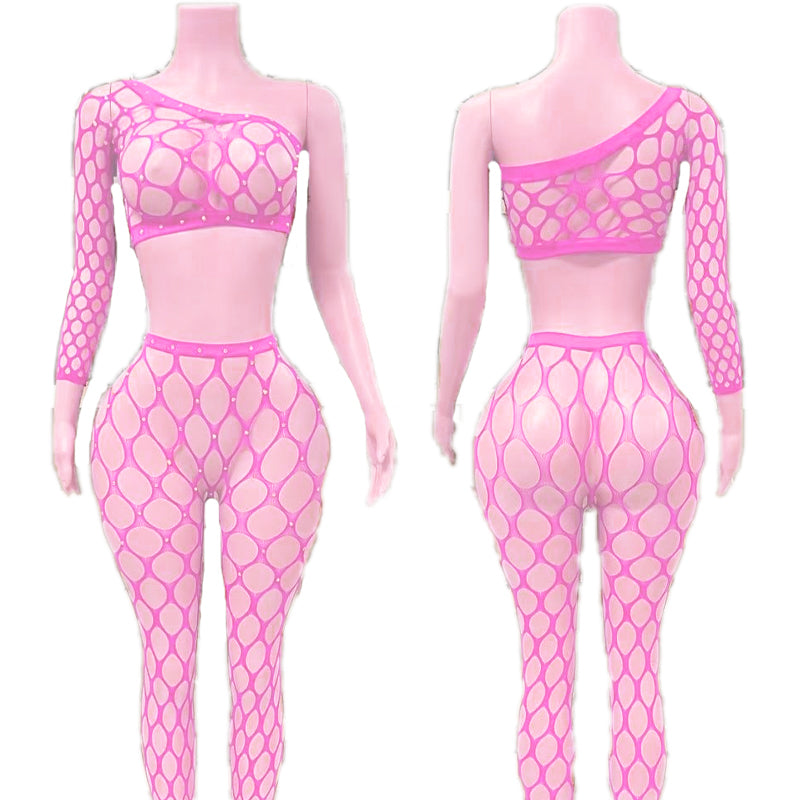 Cut Shoulder Lace 2 piece Mesh Set