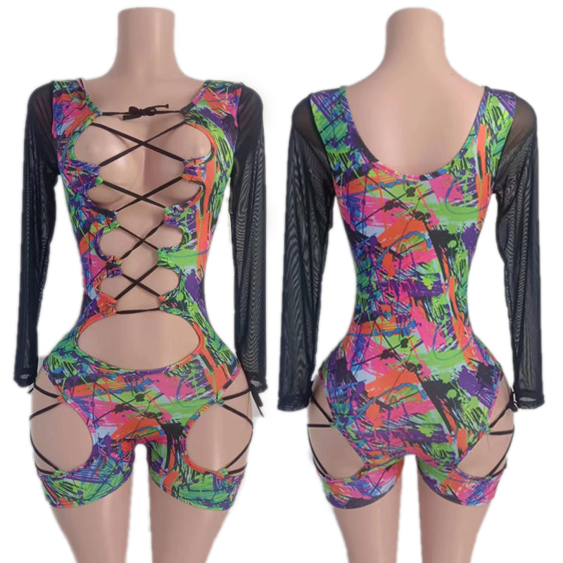 Colorful Sexy Cross Body Suit